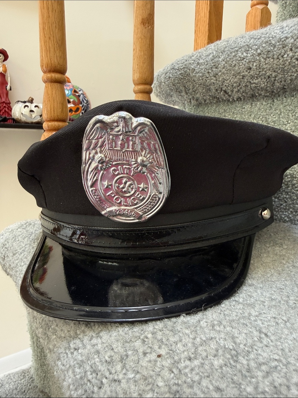 Halloween Police-Style Cap with Badge